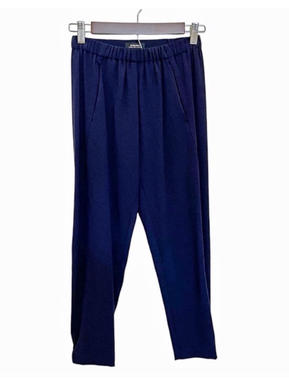 Babaton Pants Stretch Elastic Waist Navy Blue Size XXS Fabric Made In Japan